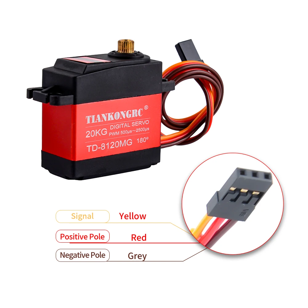 Servomotor Digital Micro TD-8120MG, engranaje de Metal de alto Torque, 20kg, para Arduino RC, coche, helicóptero, Robot, DIY, impermeable, 4 Uds.