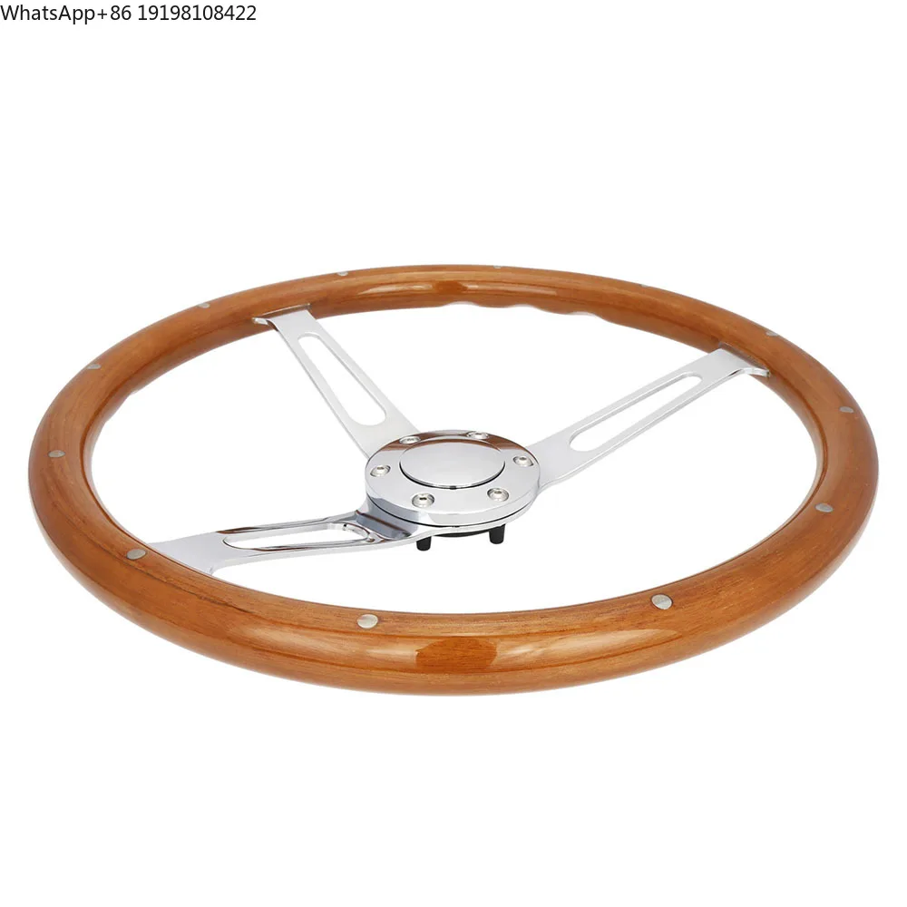 380mm Classic Retro Woodgrain Steering Wheel with Holes and Dots