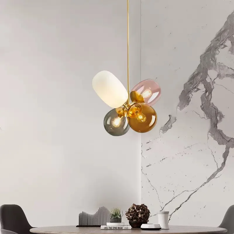 Colorful Glass Personality Lustres Creative Pendant Light Balloon Pendant Light Simple Warmth Room Bedroom Chandelier LED Light