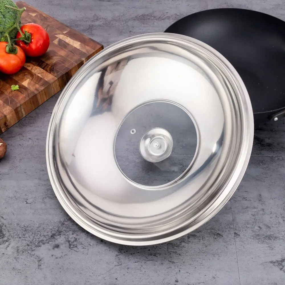 Round Pot Lids Frying Pan Covers Universal Replacement Cover Wok Lid Pot Visualized Stainless Steel Vegetable Cover