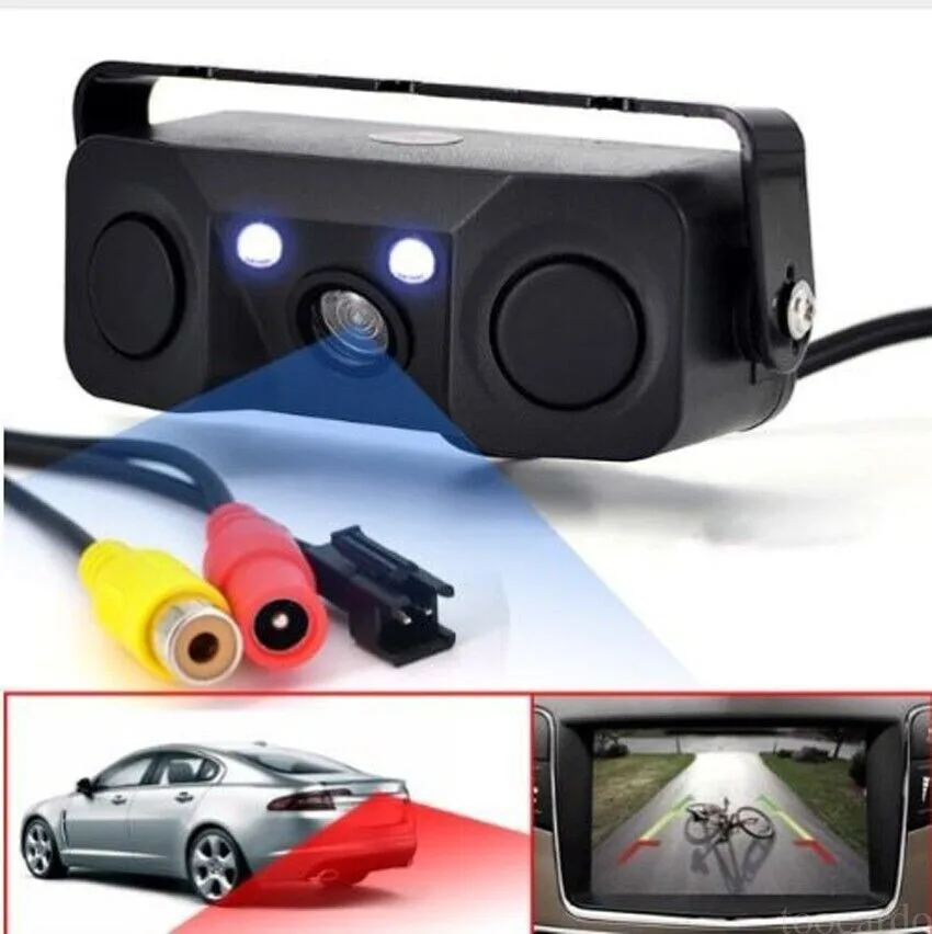 

Lastbus 3 in 1 Car Reverse Rear View Camera w/ Backup Radar Parking Sensor Universal Fit