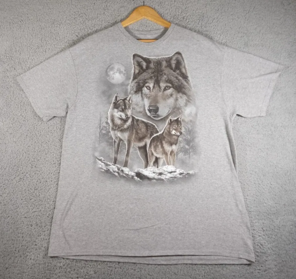 

Dom Wolf Graphic Tee T-Shirt Mens XL Gray Y2K