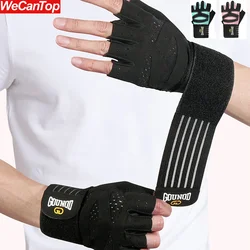 1Pair Ventilated Weight Lifting Gym Workout Gloves Full Finger with Wrist Wrap Support for Men Women,Full Palm Protection Sport