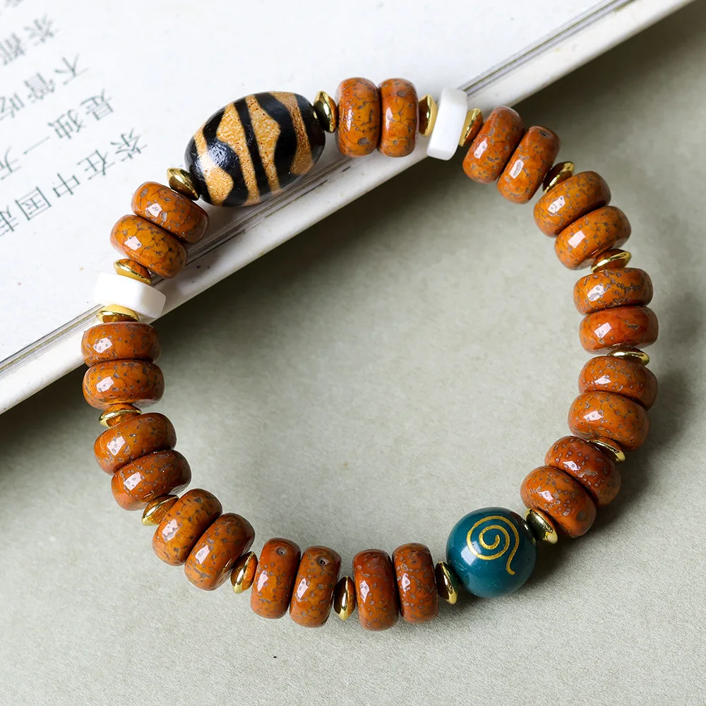 2026 Fall New Cracked Moon Star Bodhi Tablet Bead Bracelet Chinese Style Handheld Prayer Beads Gifts