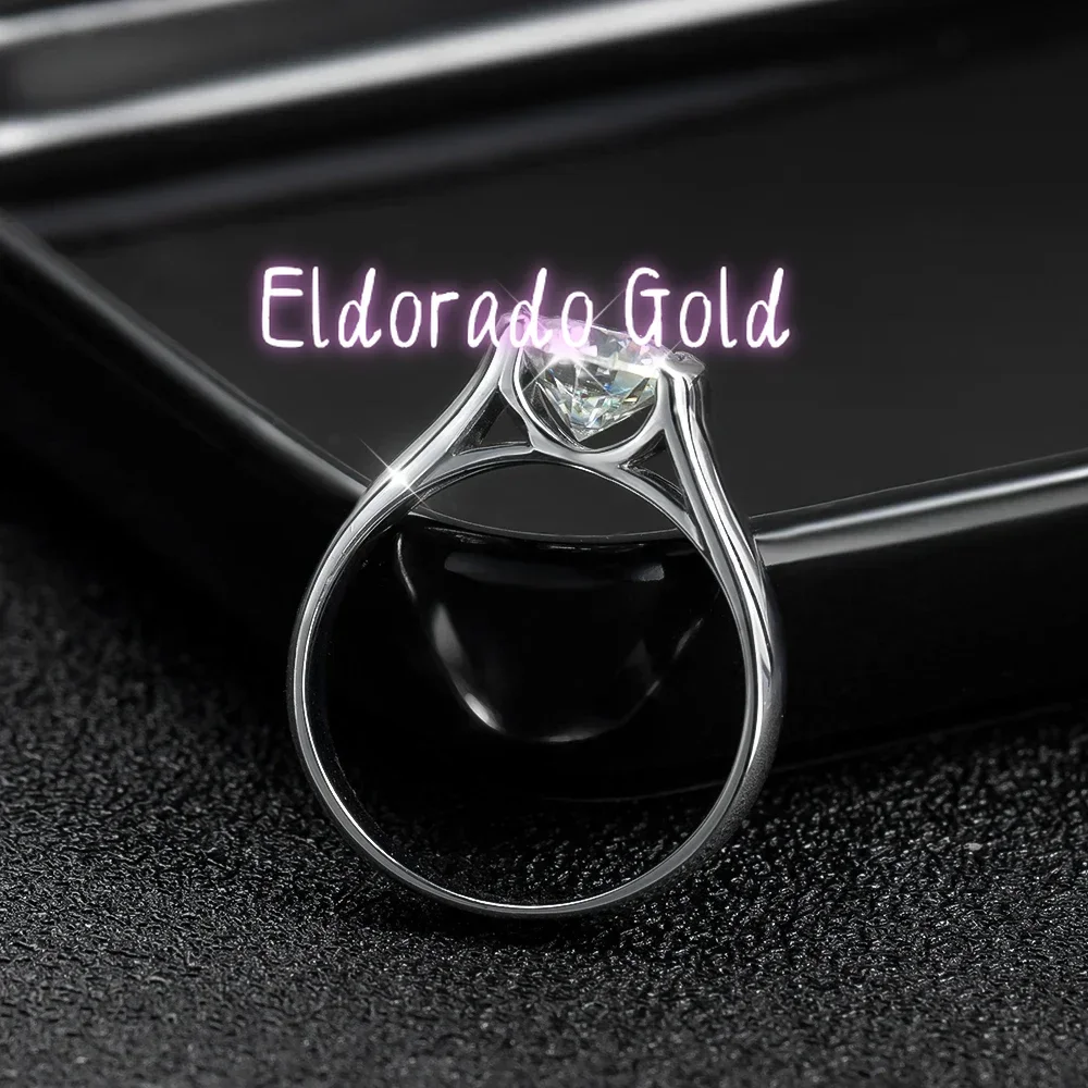

Eldorado Gold New 2ct D VVS1 Moissanite Rings for Women Man Bezel Setting Solitiare Engagement Wedding Diamond Ring with GRA Ce