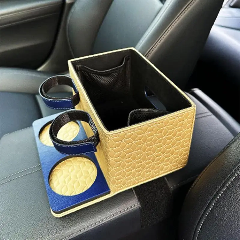 Auto Armrest Cup Holder Vehicle Storage Box With Non-slip Fixing Strap Not Easy To Dump Cup Holder Box For Truck And Phone