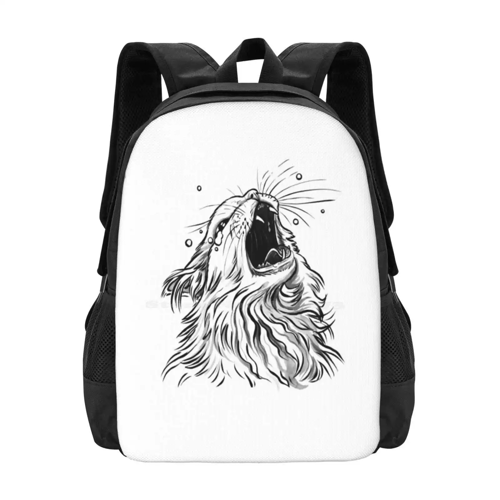 Mochila de diseño con estampado 3D de gato Meme, bolsa de estudiante, Thurston, Waffles, gatos, Meme, blanco, solo líneas, divertido, lindo