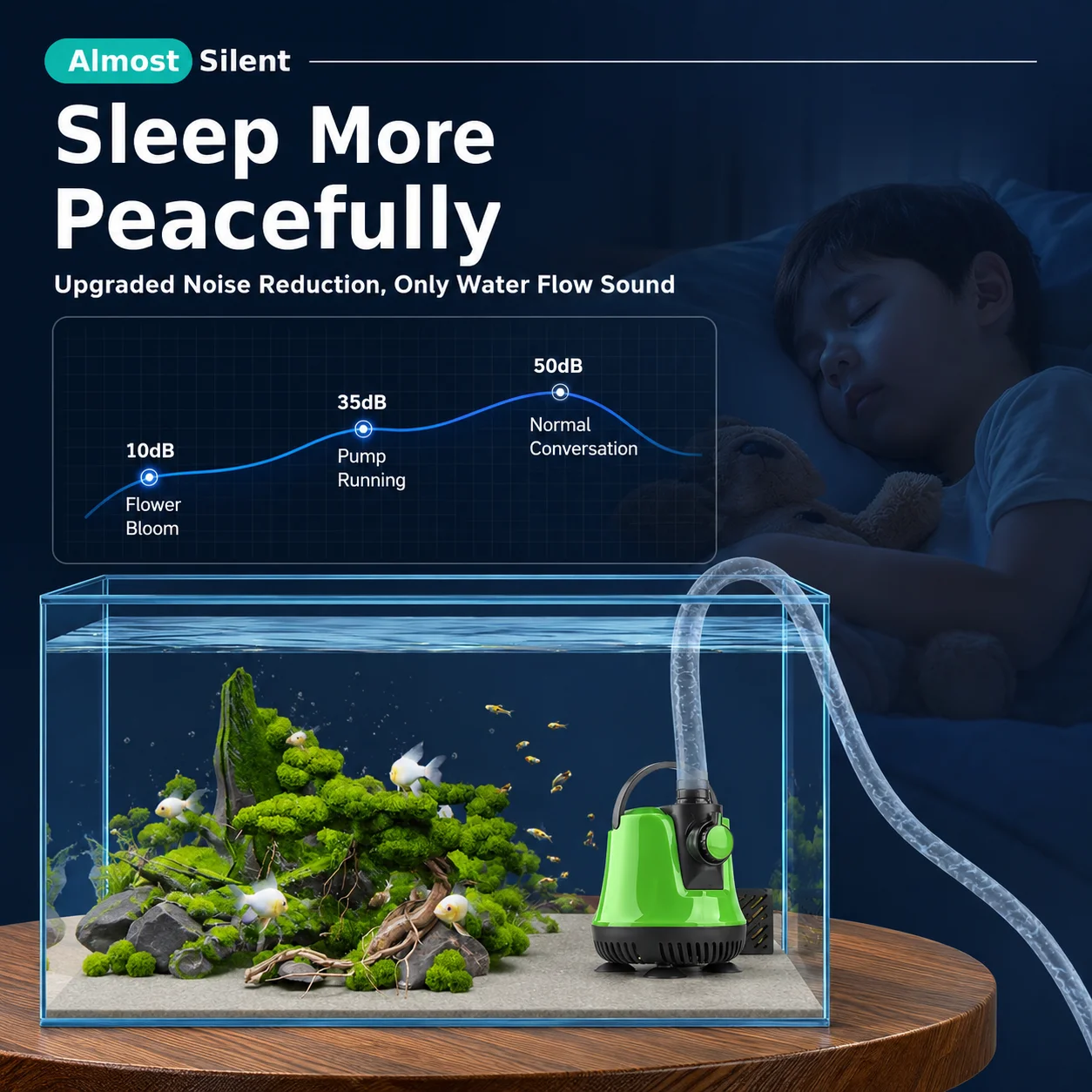 Submersible Aquarium Water Pump With Adjustable Flow Low Water Level Suction For Fish Tank Pond Fountain Garden And Indoor