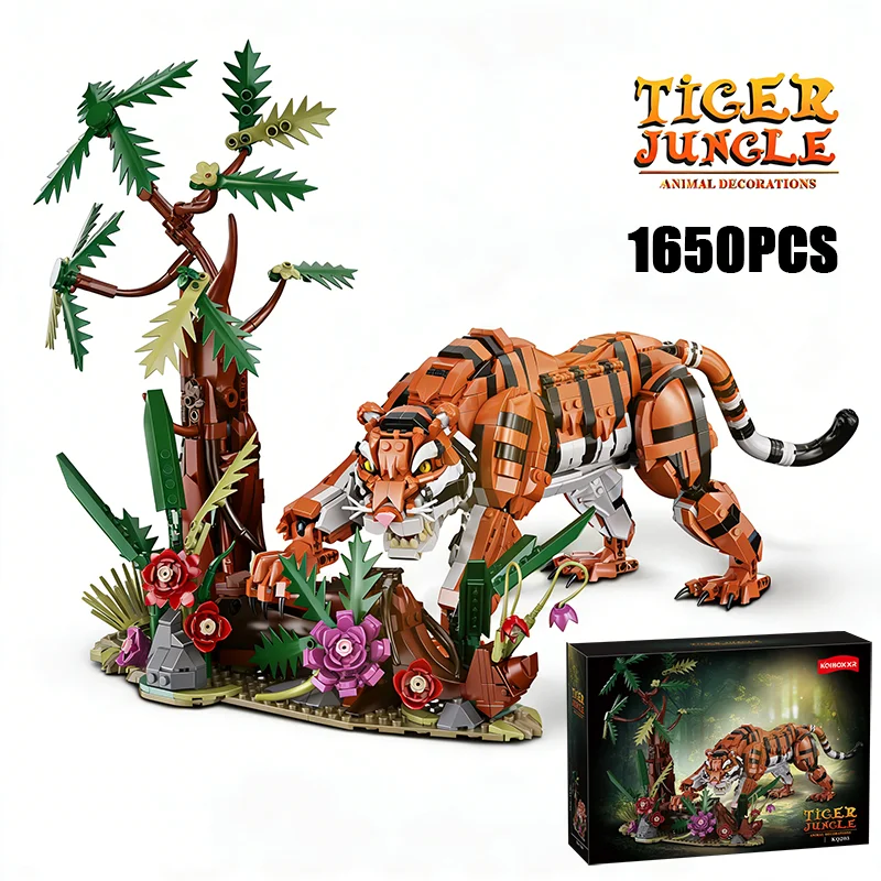

1650 деталей, креативный конструктор «Король джунглей», модель тигра, строительные блоки, игрушка, подарок для детей и взрослых