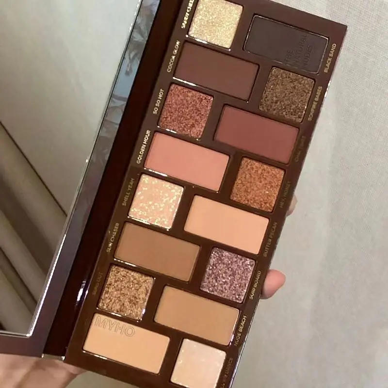 Paleta de sombra de ojos, 16 colores, brillo mate, marrón desnudo, resistente al agua, cosmético de larga duración, pigmento de sombra de ojos nacarado, maquillaje brillante