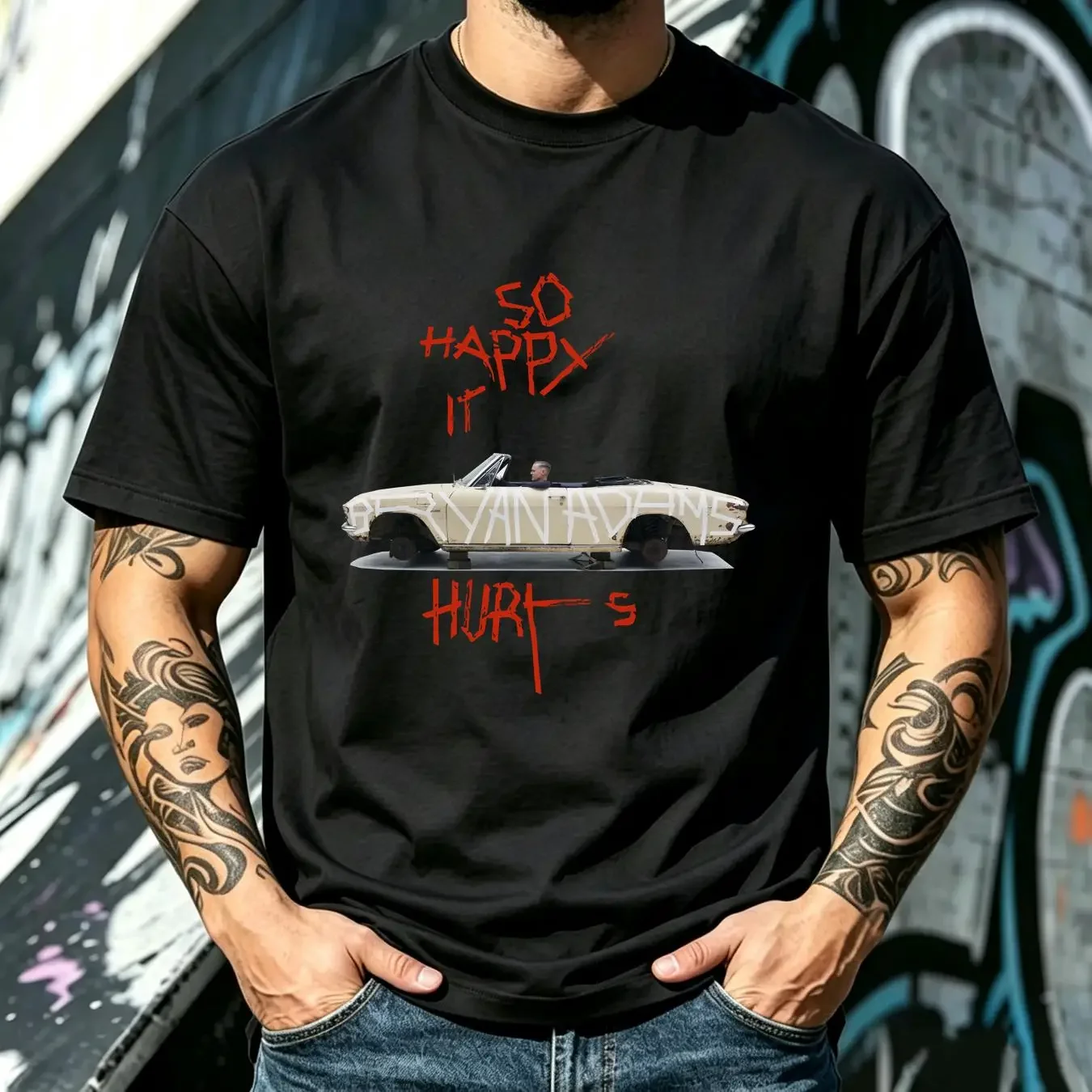 washed T Shirt Bryan Adams So Happy It Hurts Tour Full Size S 5XL long or short sleeves vintage Washed fashion Breathable