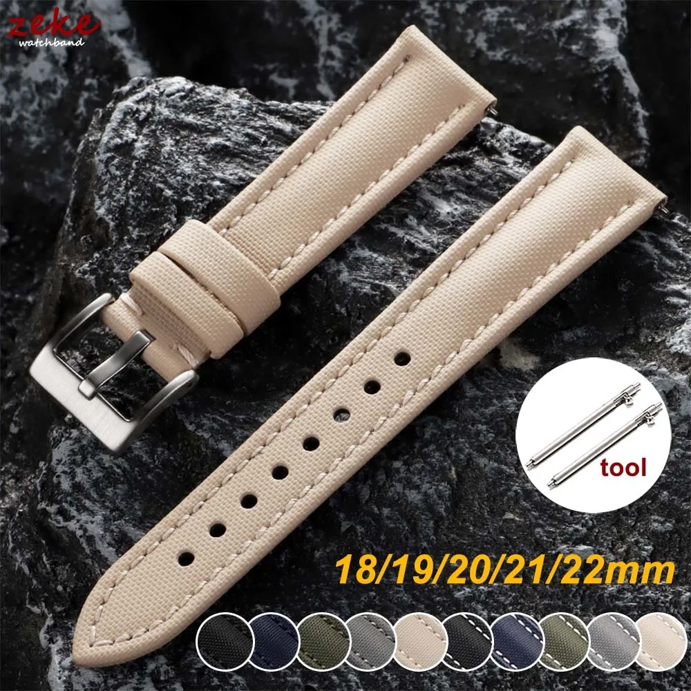 

Sailcloth Watch Strap for Blancpain Nylon Canvas 18mm 19mm 20mm 21mm 22mm Watchband Quick Release Genuine Leather Wristband Belt