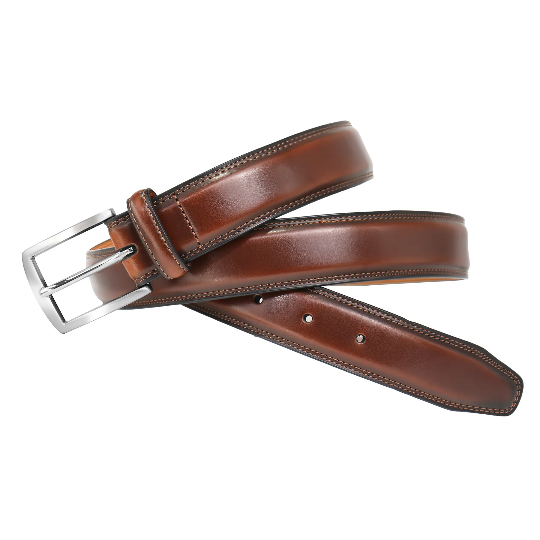 Flexdeepve Double sided genuine cowhide belt, new men's needle buckle alloy belt, whole cowhide perforated business
