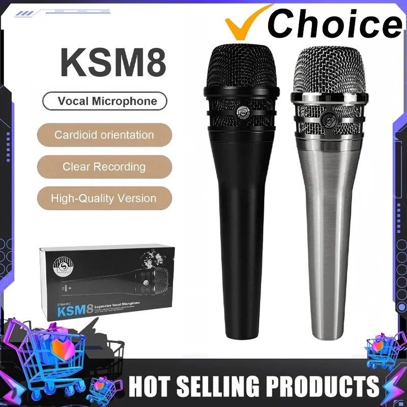 VIKEFON KSM8 Handheld Professional Dynamic Microphone Cardioid Microphone For Singer Stage Performance Karaoke Host Wired Mic