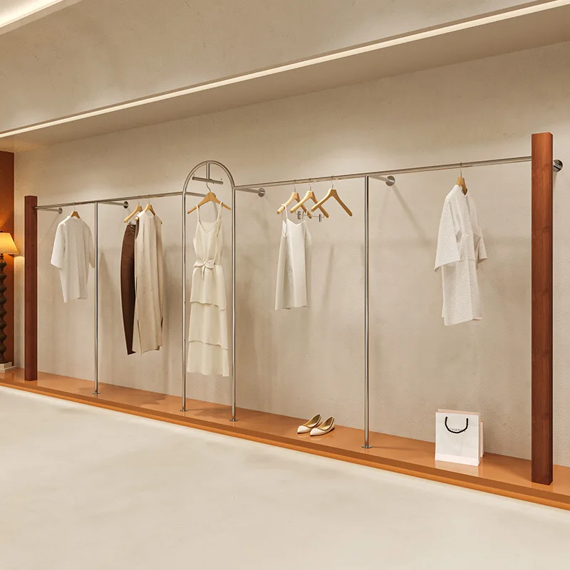 

Hanger Clothing Store Clothes Display Rack Walnut Display Rack