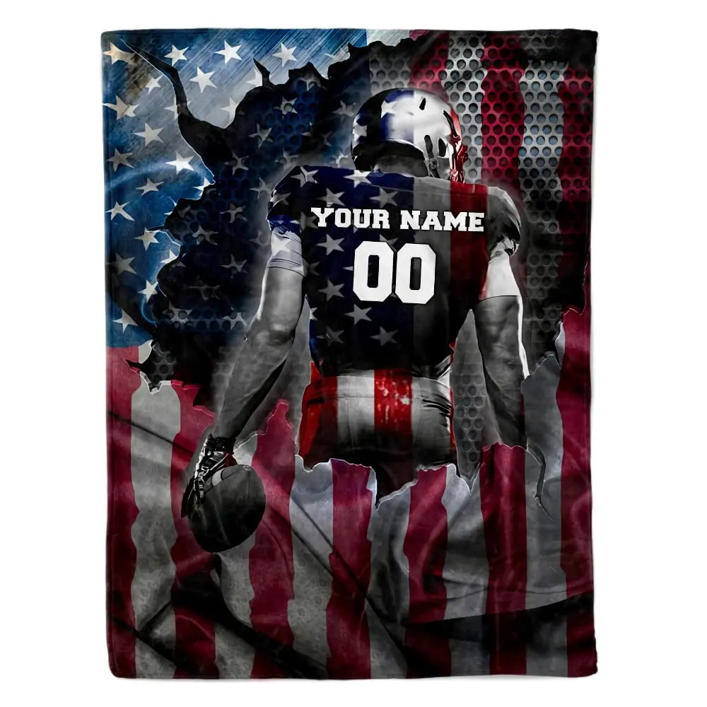 Personalized Football Blanket & Throws - Custom Football Senior Night Gifts 2025 for Boys, Players, Football Gifts for Boys