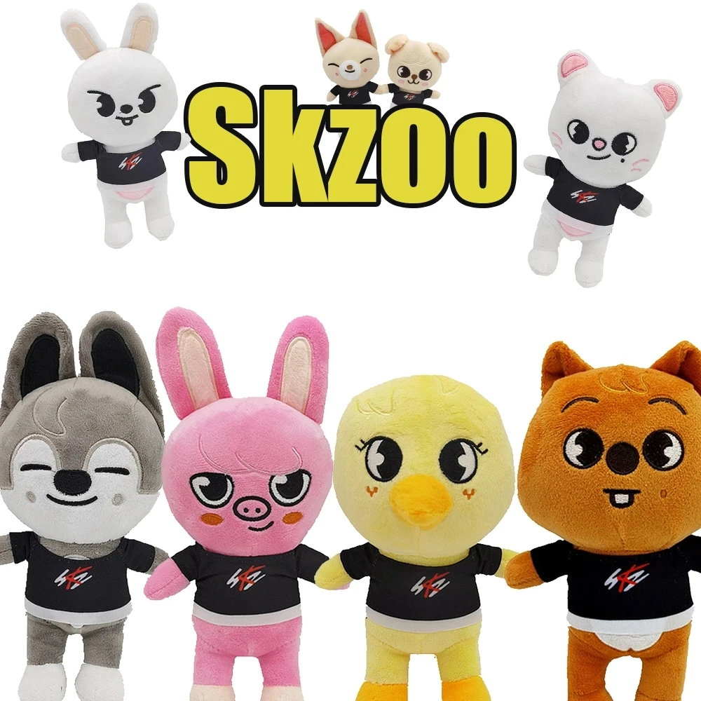 Skzoo ألعاب من القطيفة Skzoo المفاتيح أفخم الكرتون محشوة الحيوان بلوشيز دمية Kawaii رفيق للأطفال الكبار المشجعين هدية ~