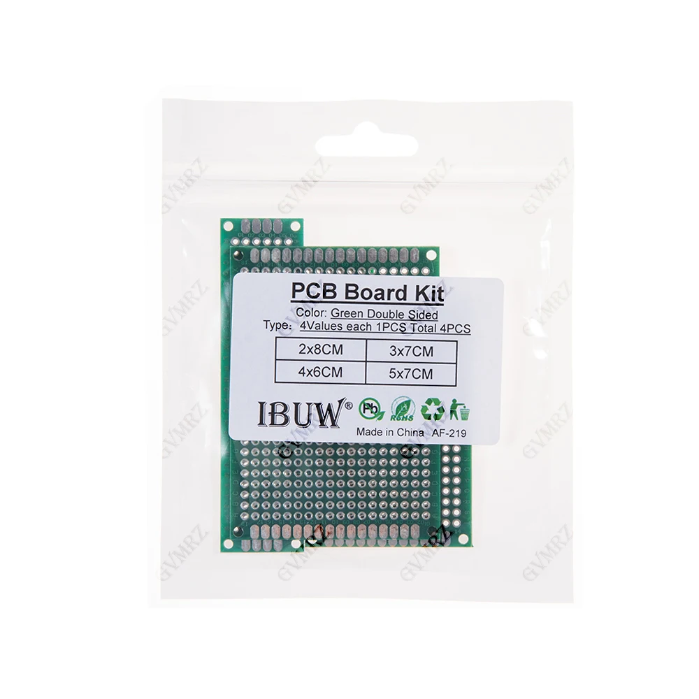 4pcs Green Assorted Size PCB Prototype Board 2x8/3x7/4x6/5x7CM Universal Breadboard for Arduino DIY Electronics Project 5x7CM