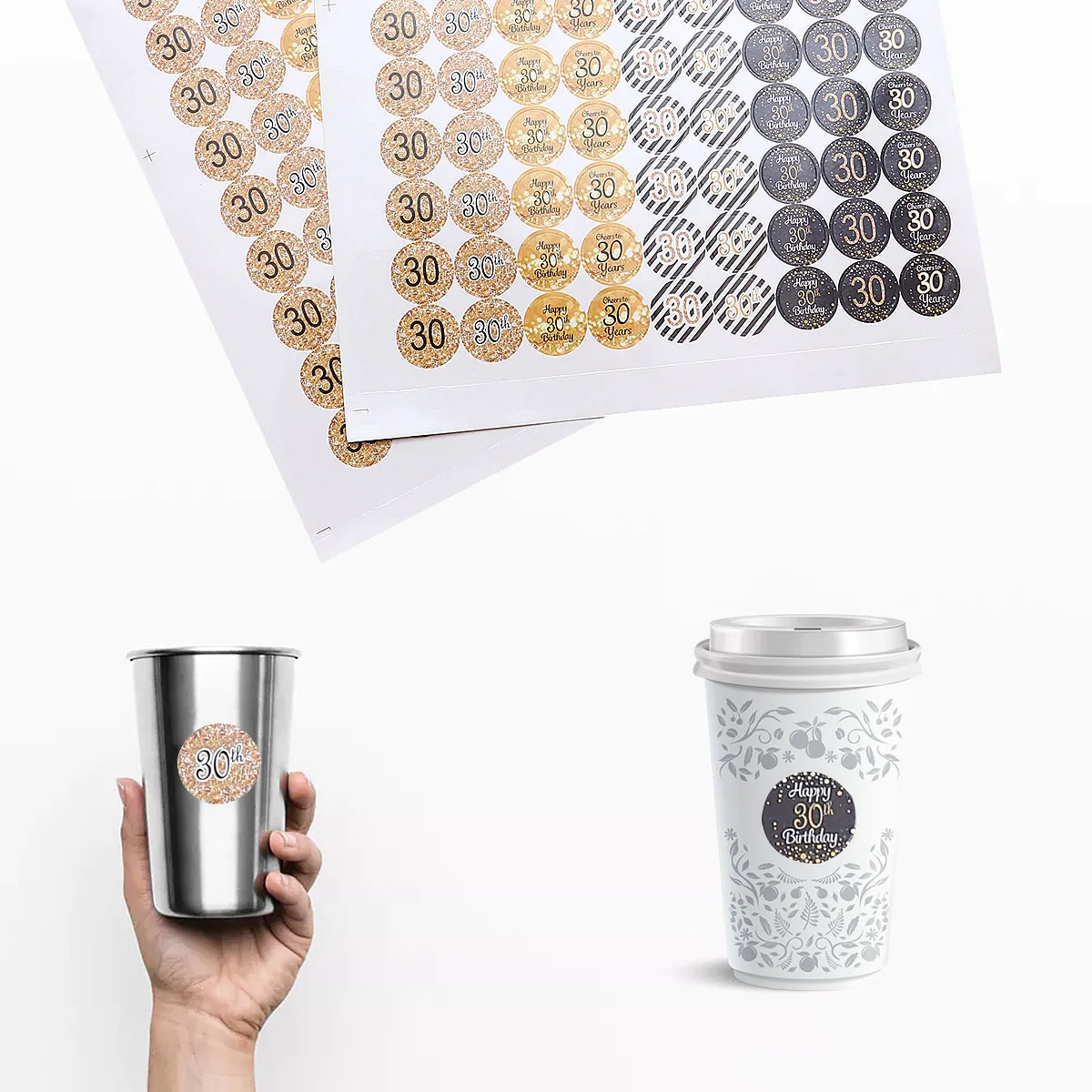 

2 Sheets 108/Sheet Number Stickers Party Decorations Birthday Anniversary Supplies 30 Years Old For Cards Wrapping Paper Favor