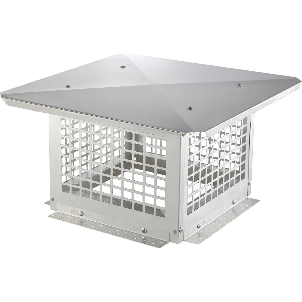 

12x12 Inch 304 Stainless Steel Chimney Cap Fireplace Cover Durable Easy Install for Mesh Flue Covers Silver