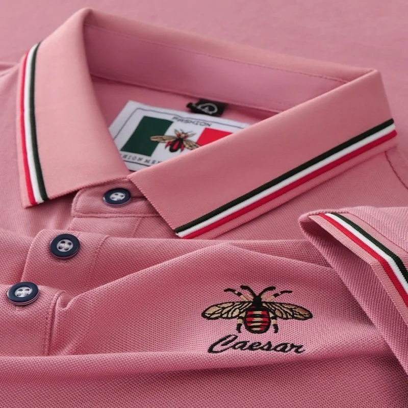 

Summer men's high-quality embroidered logo little bee short sleeved polo shirt new business casual breathable comfortable top