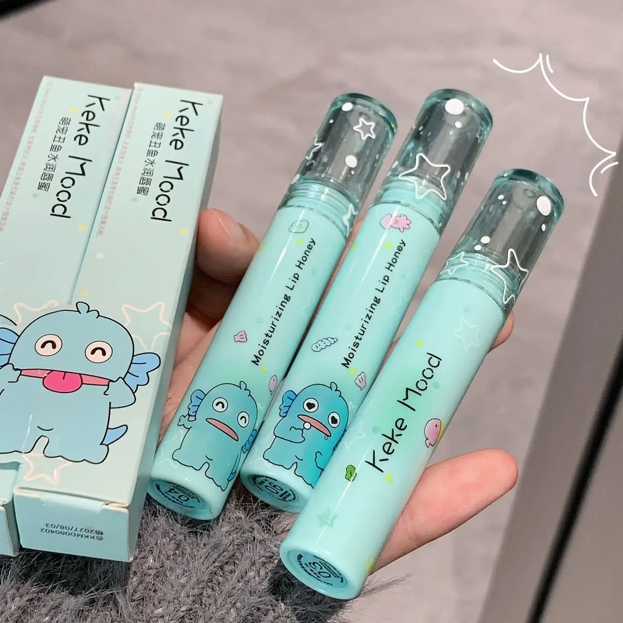 Kekemood Olejek do Ust z Rybą Klaunem, Nawilżający Błyszczyk do Ust z Efektem Powiększania, Lustrzany, Nawilżający, Naturalny, Długotrwały Błyszczyk, Perłowy Błyszczyk do Ust