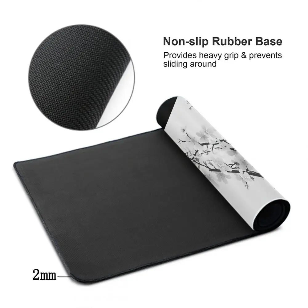 Imagem -04 - Grande Gaming Mouse Pad com Borda de Bloqueio Preto e Branco Mousepad para Computador Teclado Mesa Ratos Japão 90x40cm