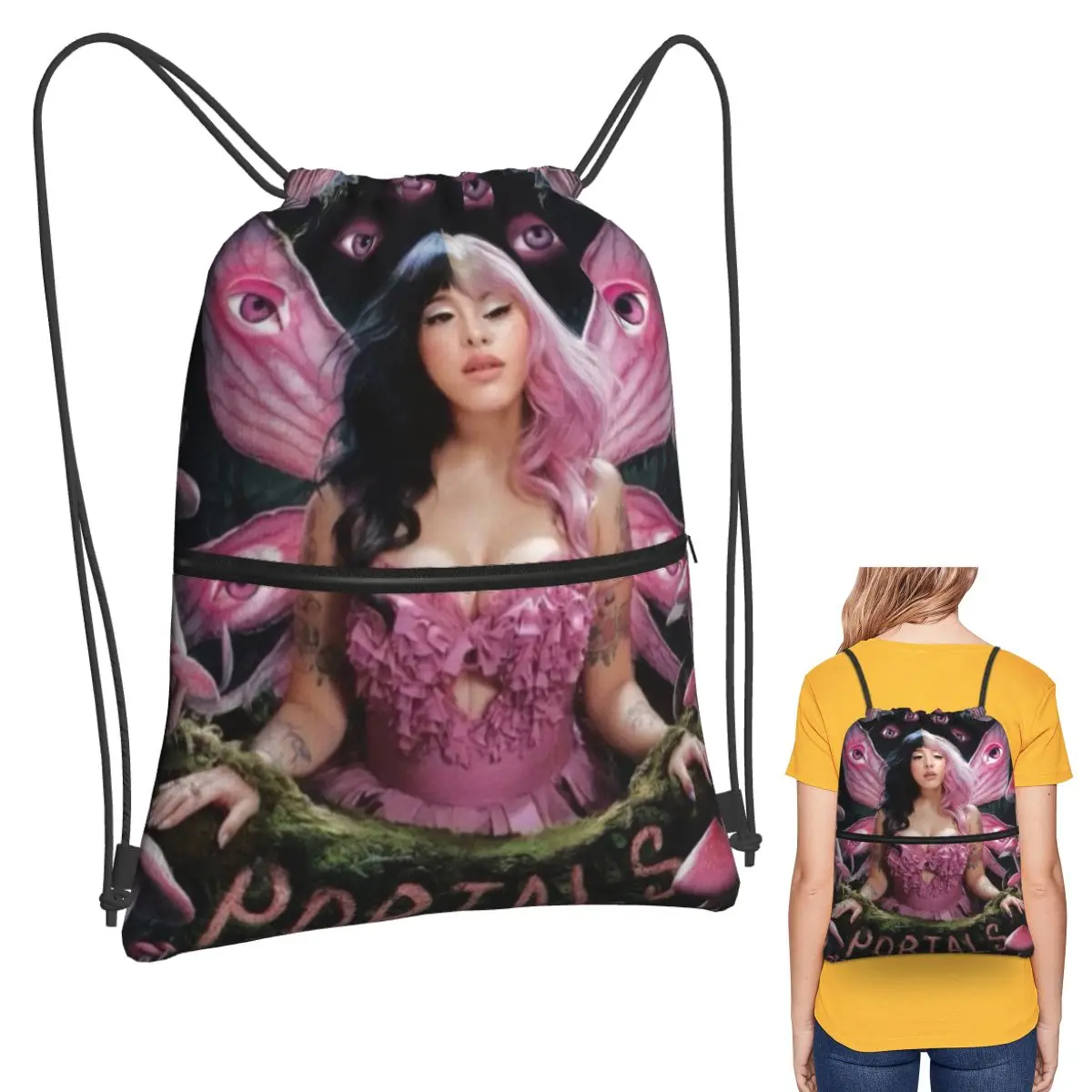 

Melanie Martinez Face Backpacks Fashion Drawstring Bags Sundries Bag Book Bags for Travel School