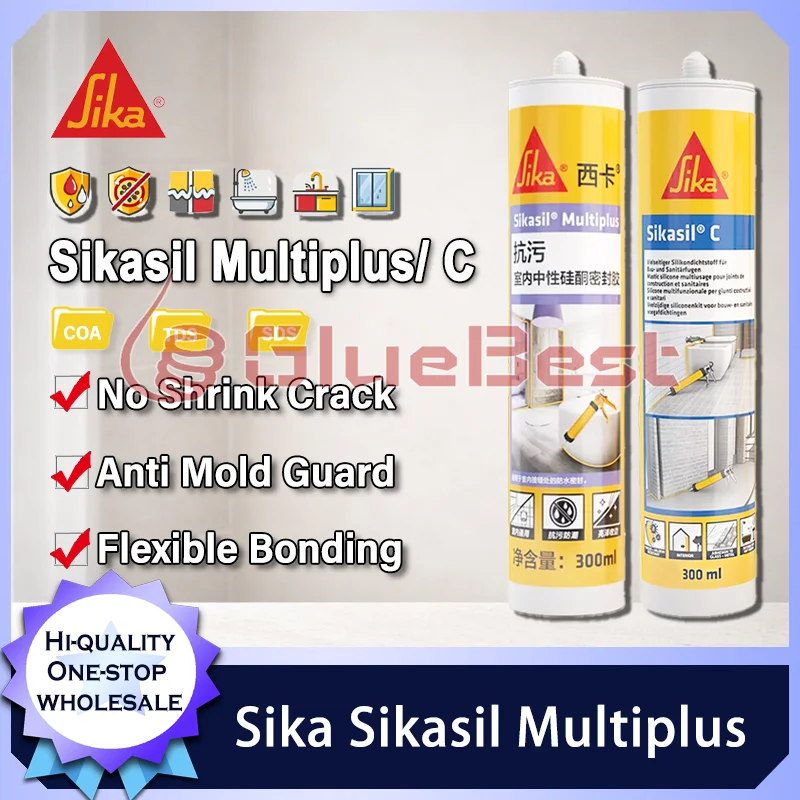 

Силиконовый герметик Sika Sikasil Multiplus нейтрального отверждения, водостойкий, противогрибковый, для герметизации швов на кухне, в ванной, окнах, дверях, для внутреннего применения