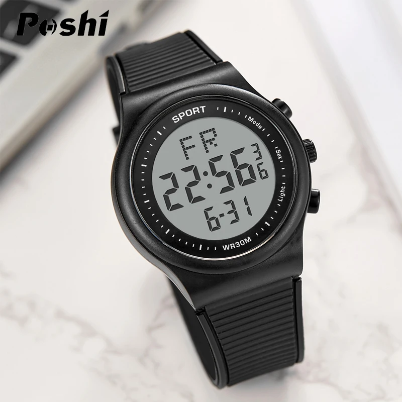 POSHI Original Sport Wrist Watch Men\'s Watches Luxury Chronograph Led Light Calendar Outdoor Bracelet Alarm Clock reloj hombre