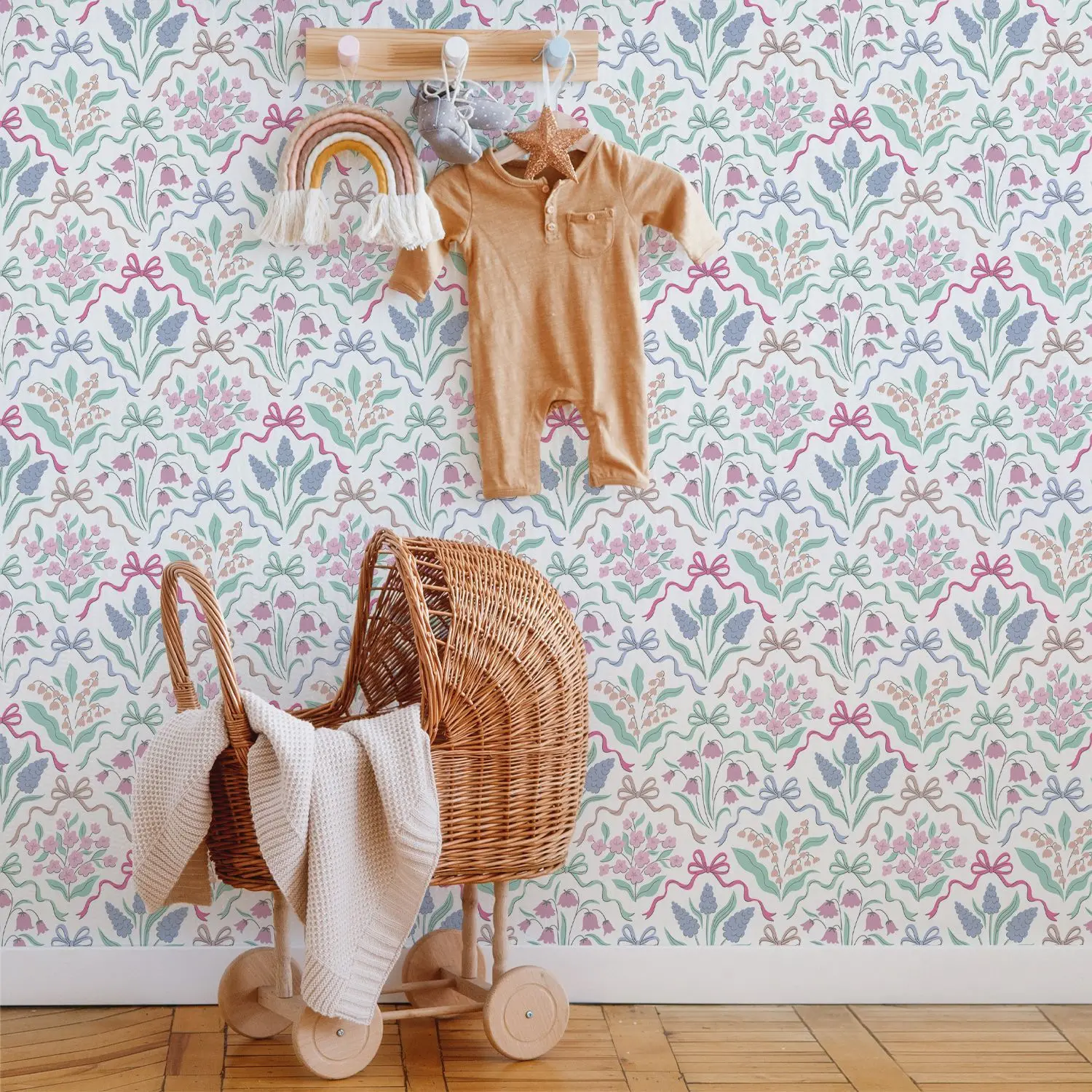 Bow Floral Self Adhesive Wallpaper Cute Bowtie Drawer Liner Peel and Stick Wallpaper for Home Wall Cabinet Table Decoration