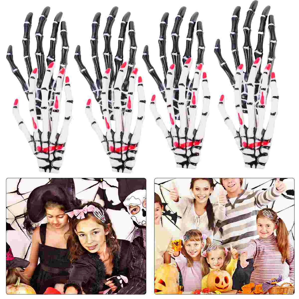 12 Pcs Skull Ghost Claw Hair Clip Halloween Decorations Creative Plastic Harajuku Hand Clips Luminous Hairpin Duck