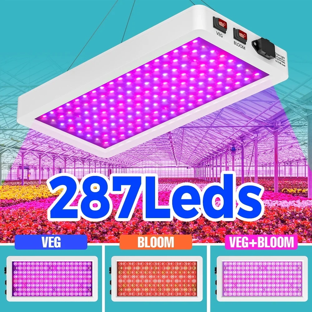 

Светодиодный светильник полного спектра для выращивания растений, 500 Вт, черный/VEG, 2 режима, гидропонная тепличная палатка, коробка для выращивания фруктов, суккулентов, лампа