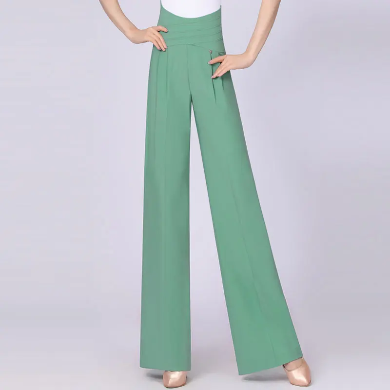 

High Sense Dousha Green Social Dance Pants In Summer 2022 Gentle And Fashionable Design Sense High Waist National Standard Dance