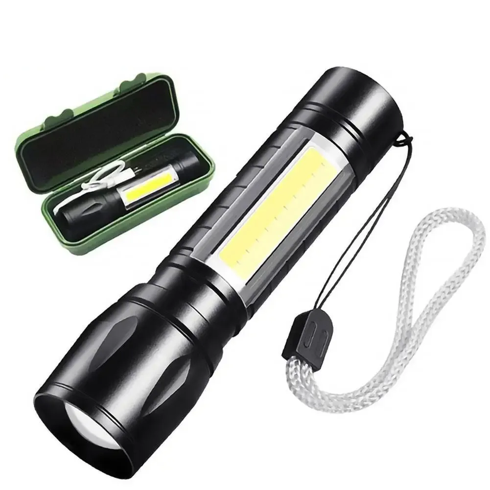 Mini lampe de poche LED COB aste par USB, torche étanche, batterie 14500 intégrée, lumière IPtage
