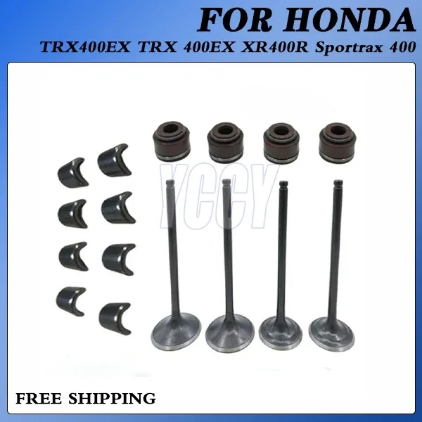 For Honda TRX400EX TRX 400EX XR400R Sportrax 400 Motorcycle Engine Complete Intake Exhaust Valve Kit with Oil Seal Locking Plate
