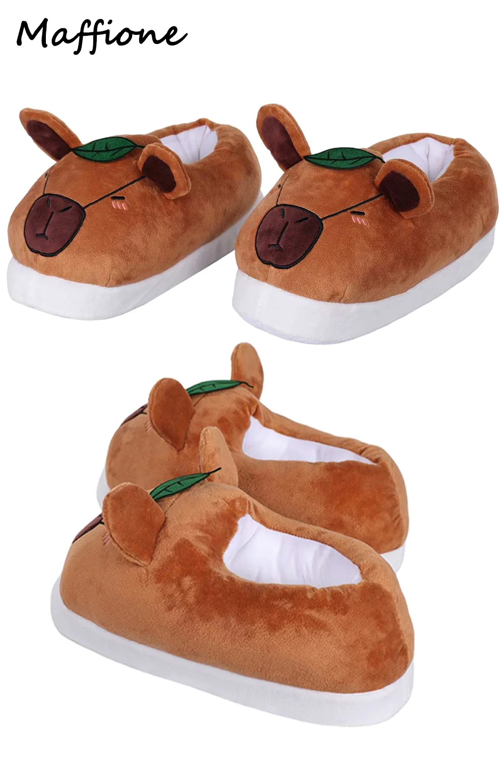 Capybara Winter Warm Home Shoes Cartoon Animal Women Plush Slippers Thick Furry Ankle Wrap Unisex Home Cotton Shoes Women Men