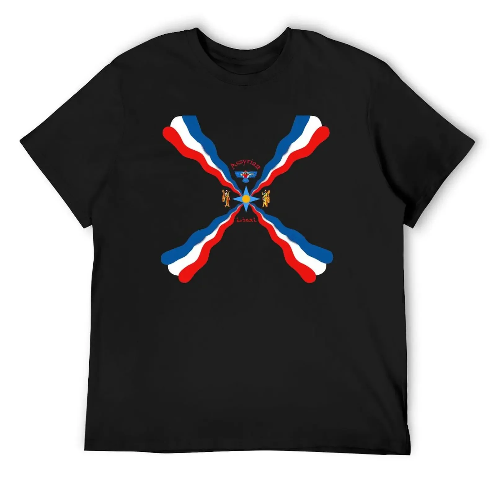 

Assyrian Flag T-Shirt Short sleeve tee anime clothes customs design your own mens vintage t shirts