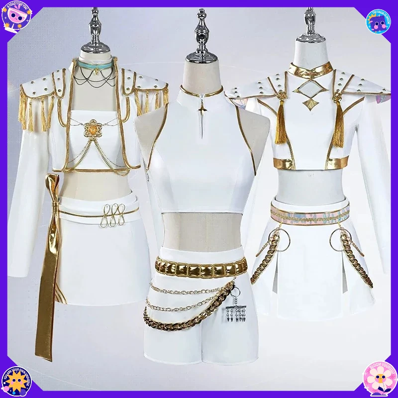 Kostum Bernyanyi KPop Rumi Mira Zoey White - Kostum Cosplay Pesta Halloween dengan Wig untuk Wanita, Gadis, Dewasa, dan Anak-anak
