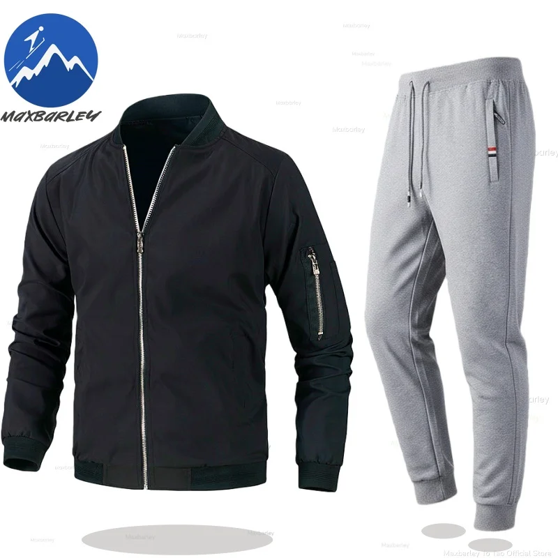 

Maxbarley Sports Suits Men Hip hop Baseball Jacket + Sweatpants 2-piece Set Autumn 2026 Casual Tracksuits Street Sportswear Sets