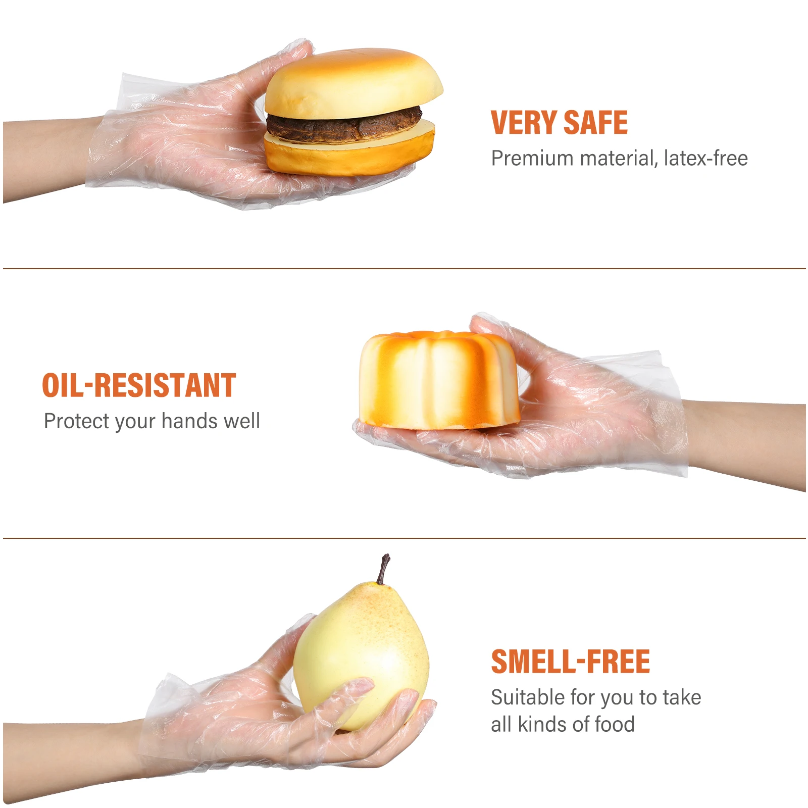 100 Pcs Disposable Plastic Gloves Food Handling Kids Service Kitchen Child Prep for Children