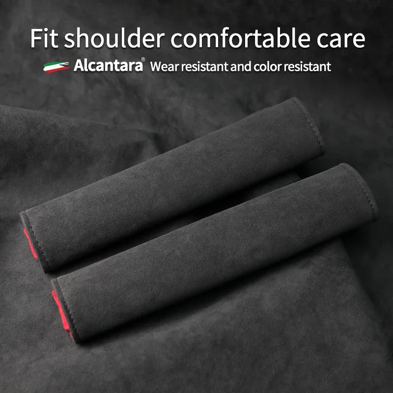 For Porsche Mazda Seat CUPRA Car Soft Seat Belt Cover Universal Alcantara Plush Safety Belts Shoulder Auto Interior Accessories