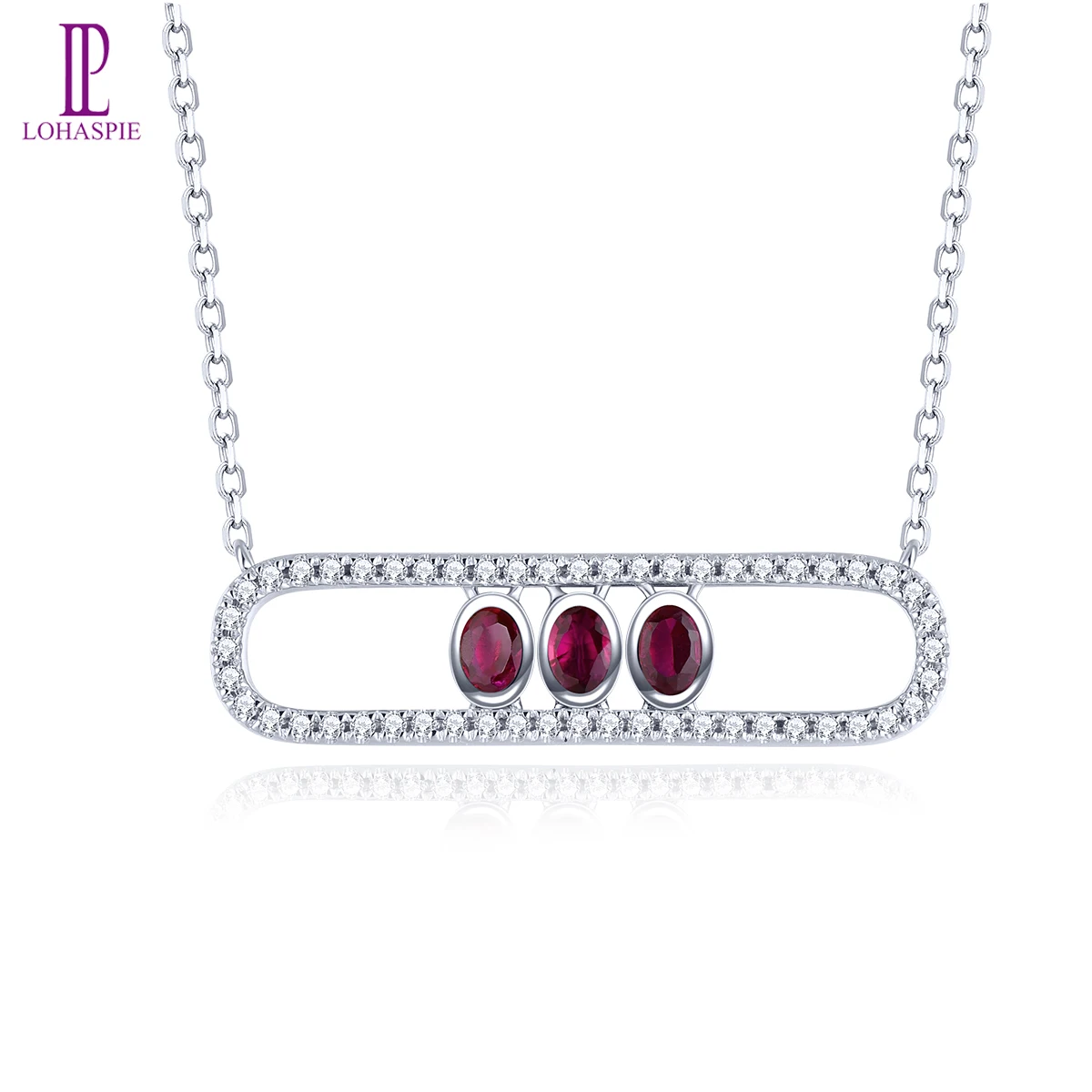 Lohaspie Natural Ruby Diamond Customized Necklace 0.6 Carat Genuine Precious Gemstone Treasure Luxury Wedding Engagement Jewelry