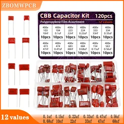 Kit di assortimento di condensatori CBB da 120 pezzi condensatori a Film di polipropilene metallizzato