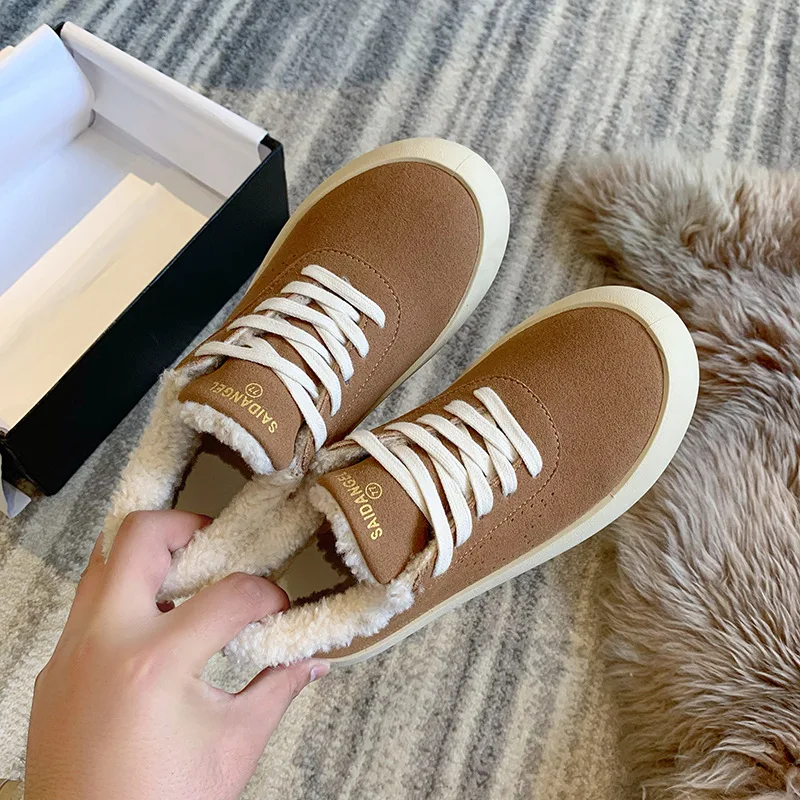 Fashion Cotton Sneakers Shoes Warm Suede Platform Sneakers Casual 2025 Winter Plus Fleece Snow Botas Mujer Mixed Color Tennis