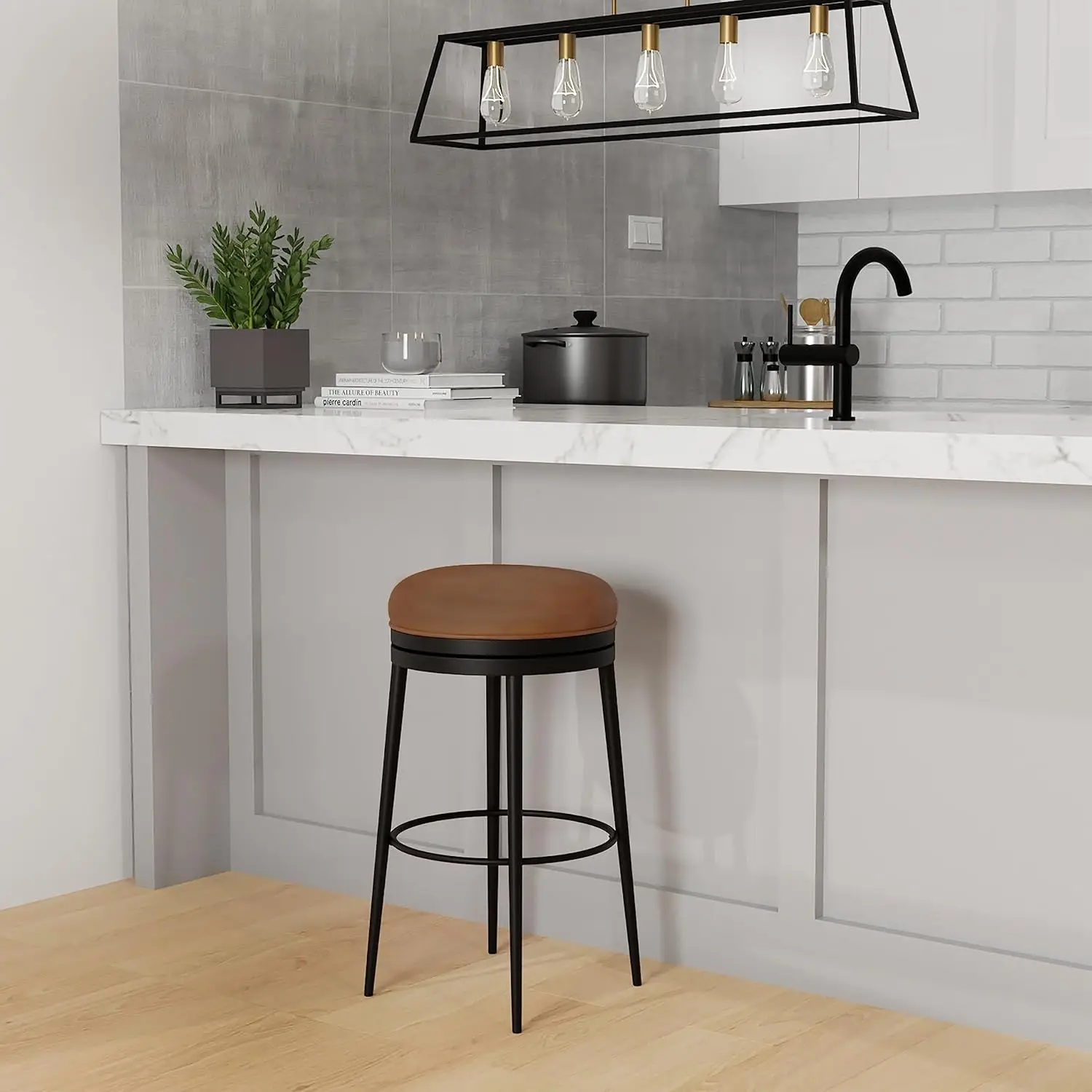 

, Aubrie Metal Counter Height Swivel Stool, Matte Black