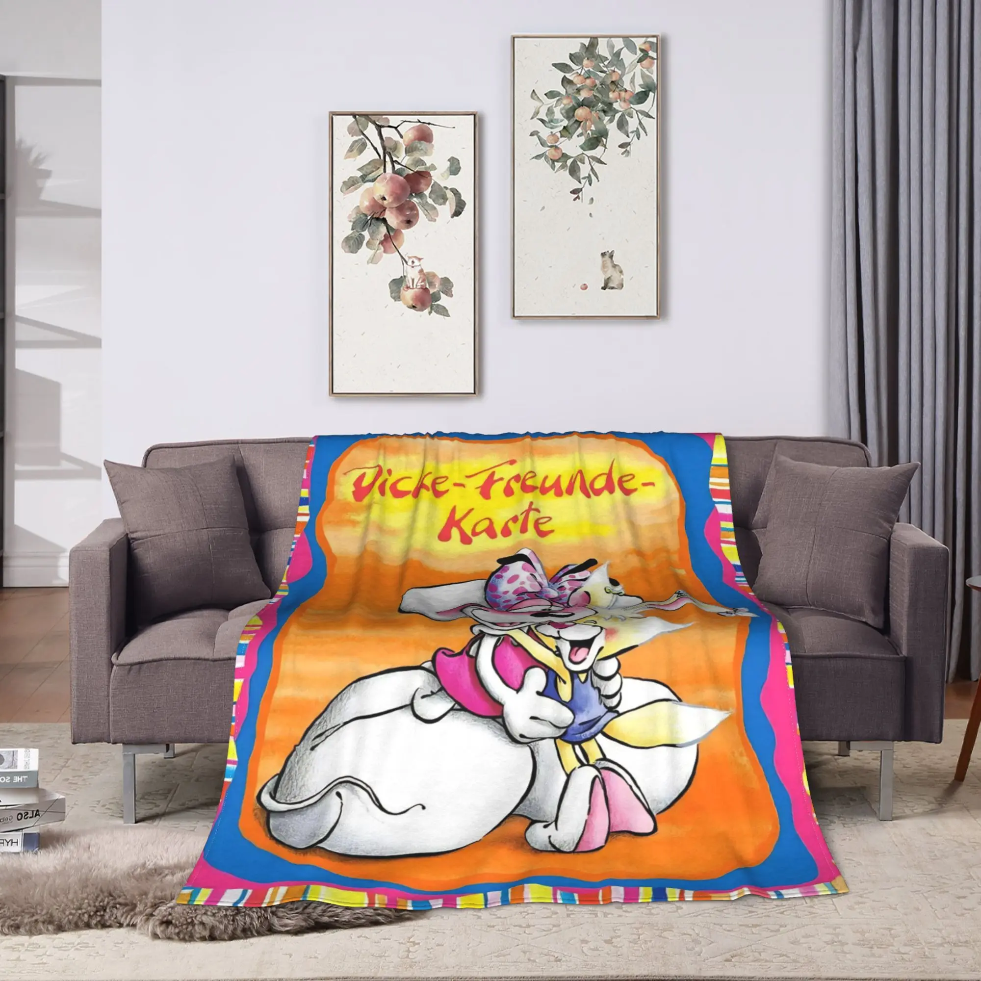 Cute Cartoon D-Diddl Mouse Blanket Fleece Printed  Multi-function Ultra-Soft Throw Blanket for Bed Couch Quilt