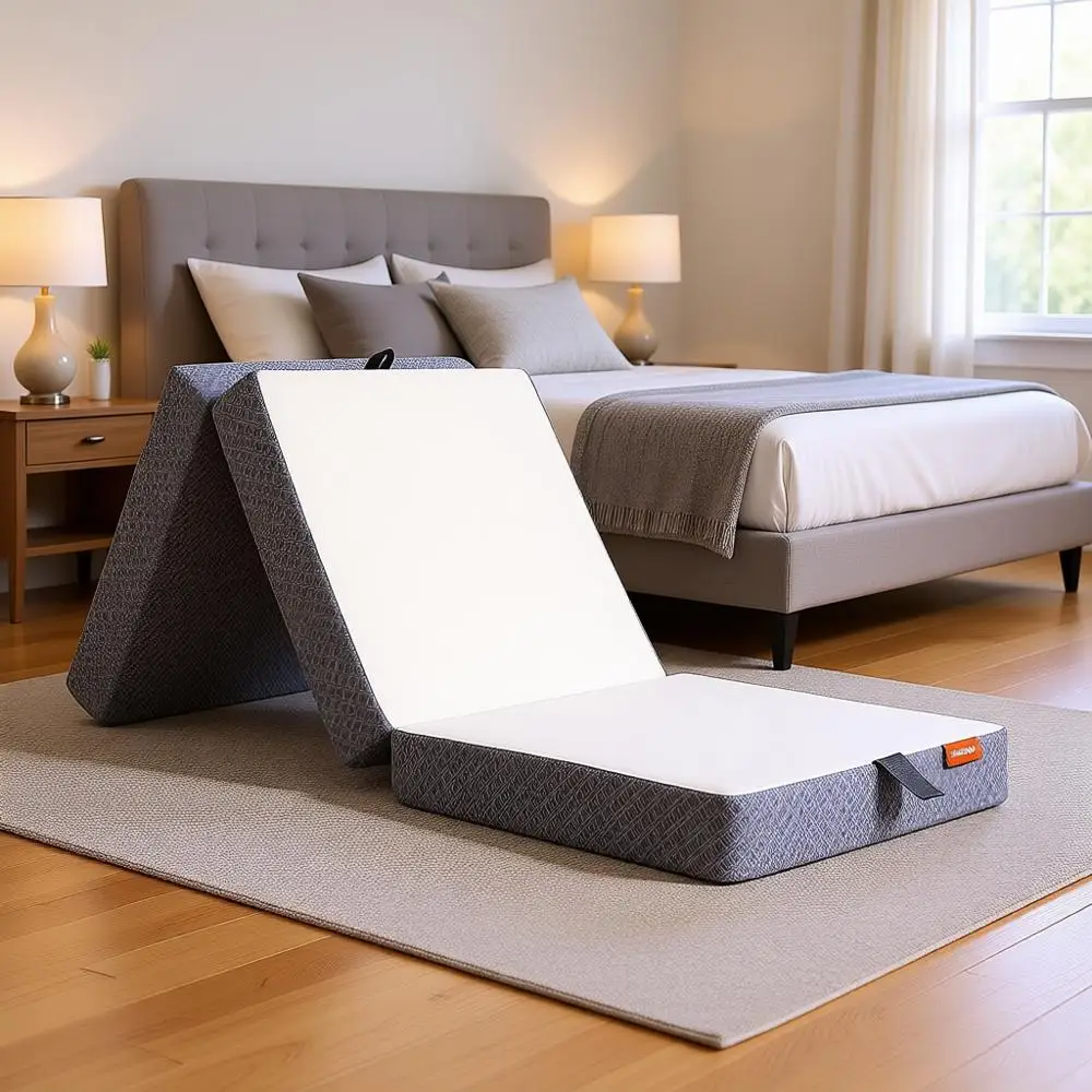 

Портативный 4-дюймовый односпальный матрас со складным моющимся чехлом — средней жесткости, нескользящий, для автодомов, кемпинга и путешествий