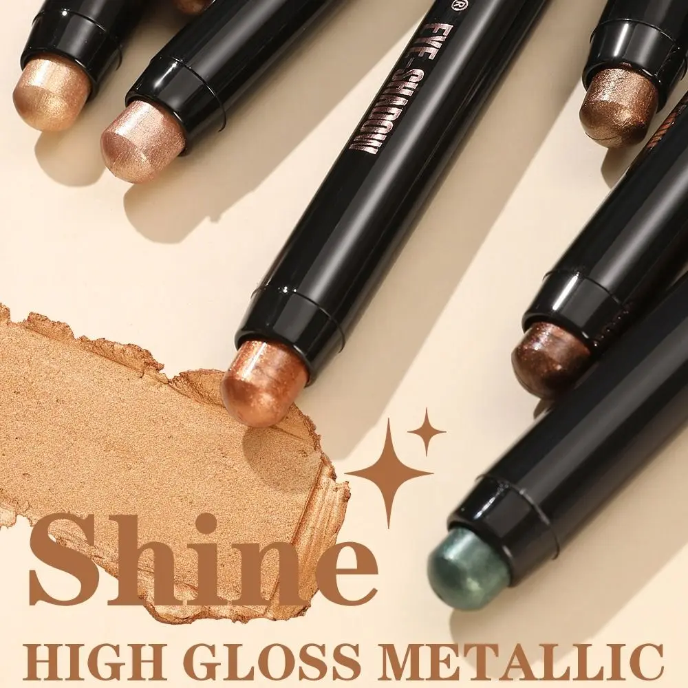 新しい 12 色アイシャドウスティックブリンブリン真珠光沢のあるアイシャドウペンダブルヘッドスモーキーアイシャドウアイメイクアップツール