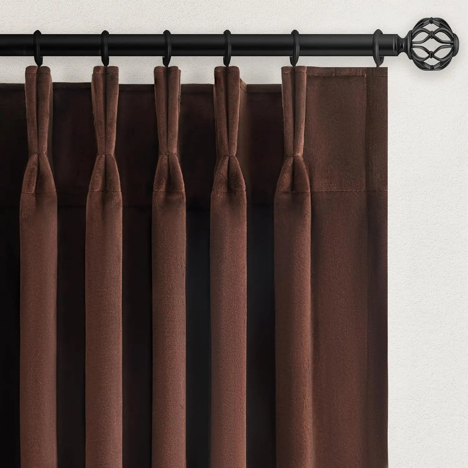

Dark Brown Velvet Curtains 84 Inches Long for Living Room Bedroom Tan Luxury Vintage Pinch Pleat Blackout Thermal Insulated Curt